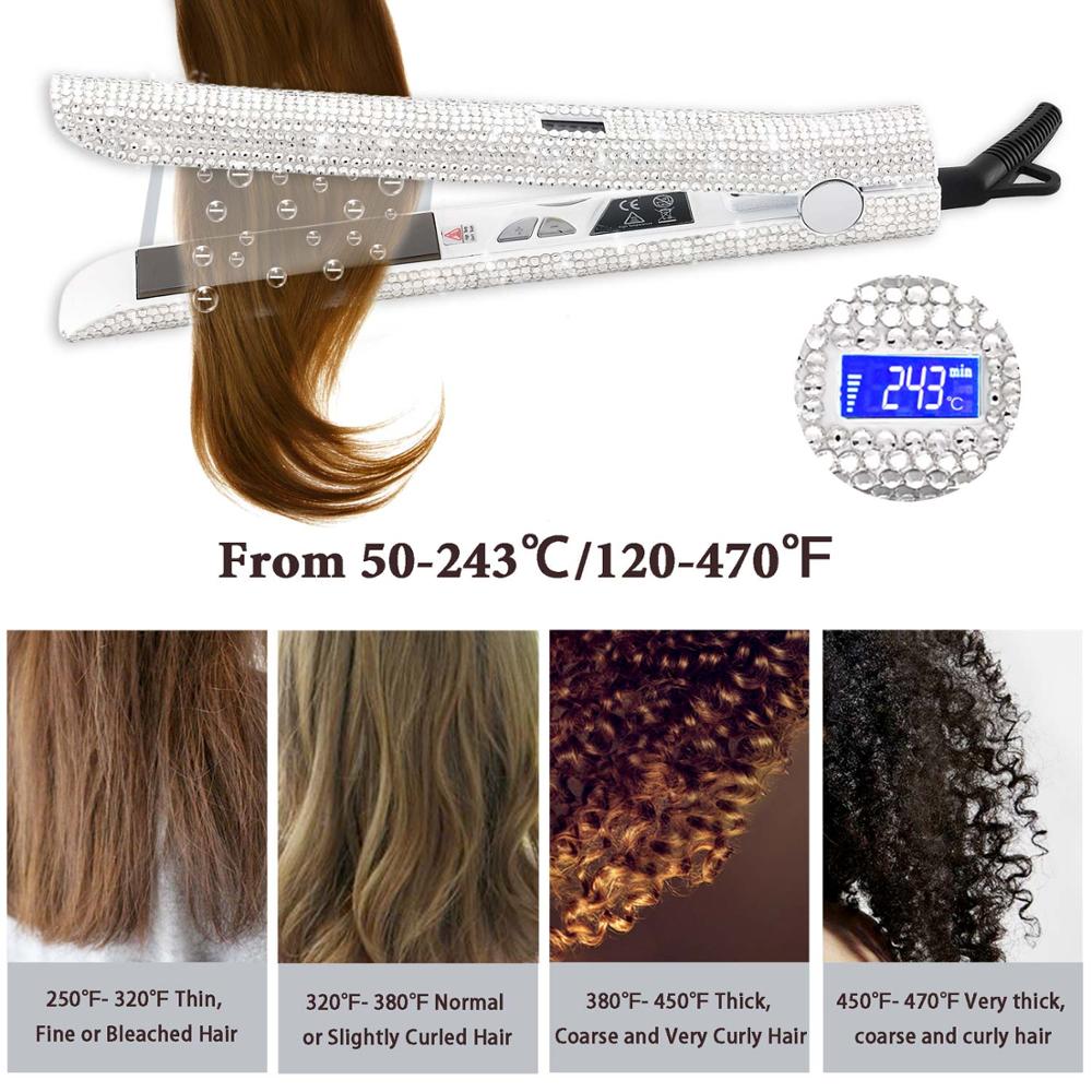 Titanium Flat Iron Rhinestone Straightening Iron