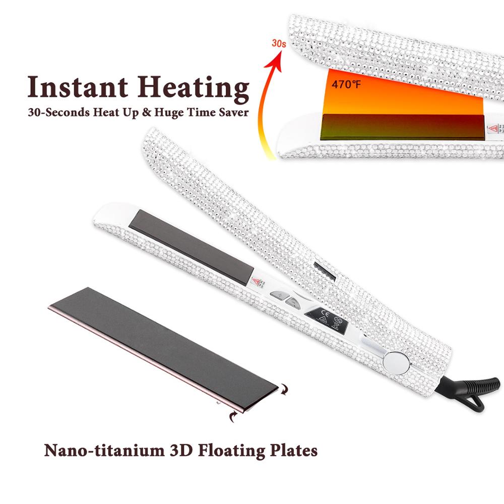 Titanium Flat Iron Rhinestone Straightening Iron