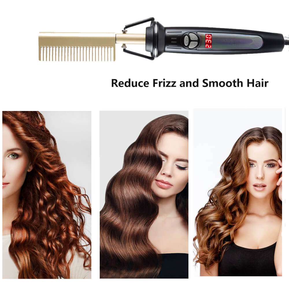 Hair Straightening Brush Comb LCD Display