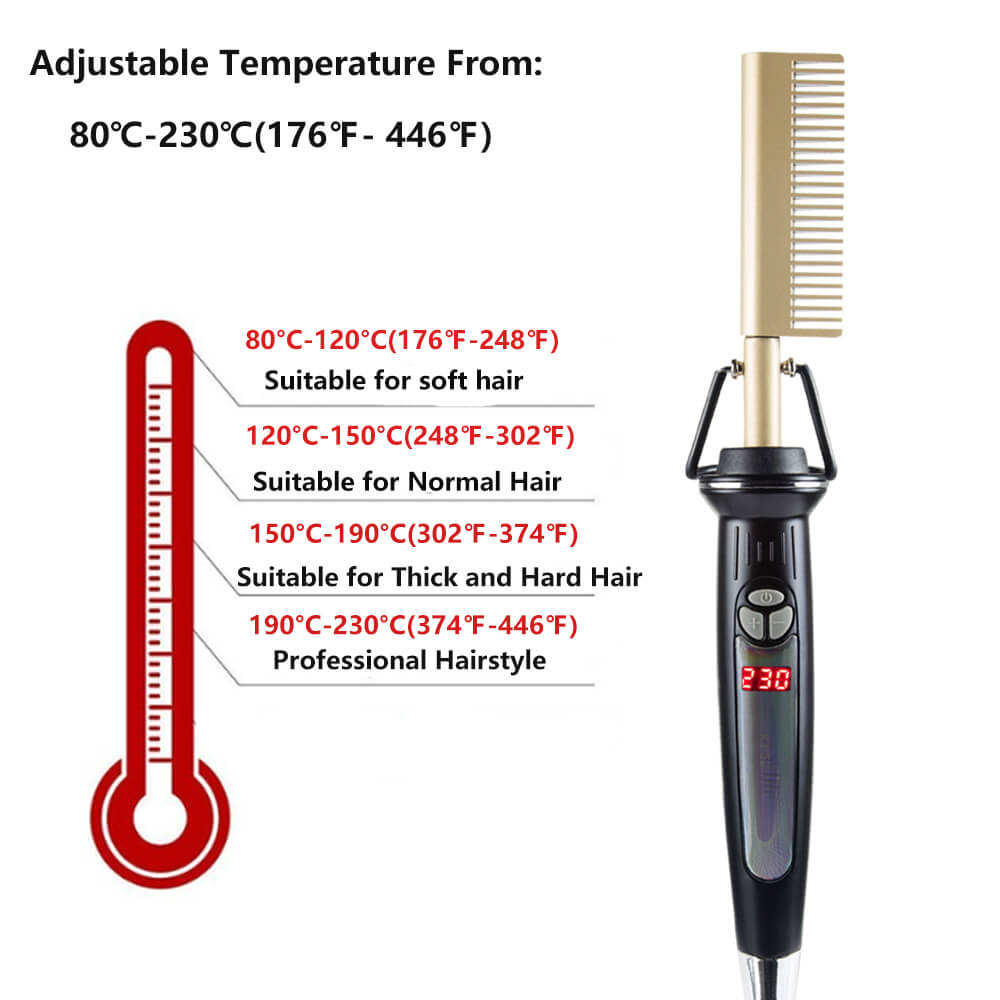 Hair Straightening Brush Comb LCD Display