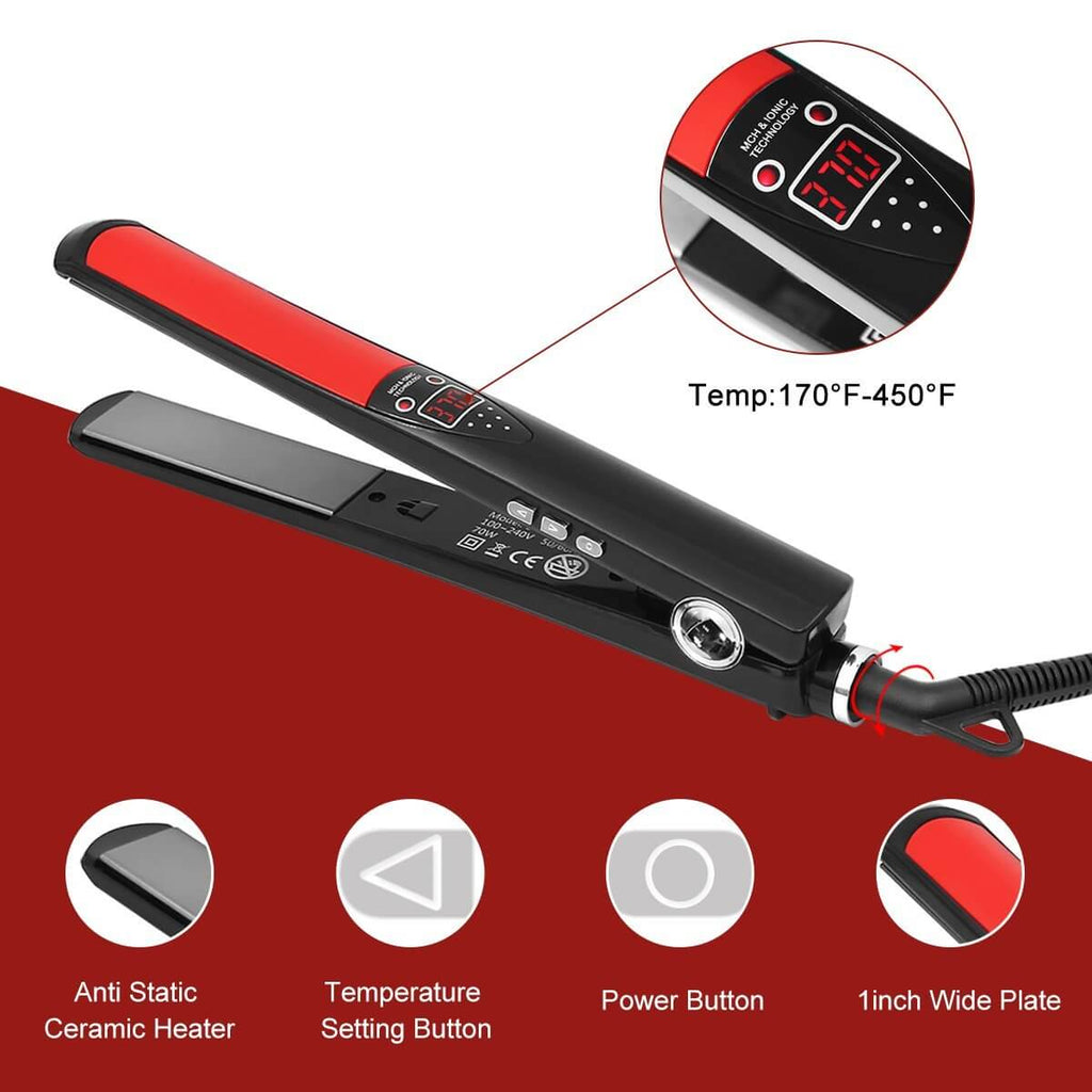 Professional Ceramic Hair Straightener Black Flat Irons