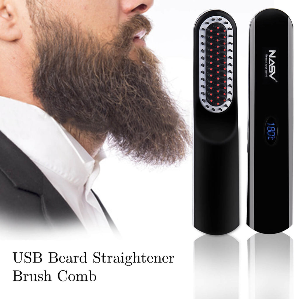 Men Style Cordless Beard Straightener Hair Brush Tools